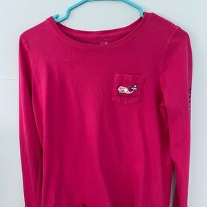 Vineyard Vines Pink Skiing Whale Tee